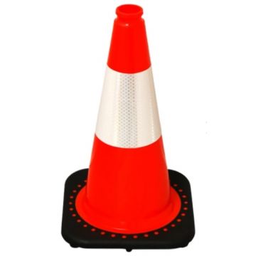 Orange 18" Traffic Cone with Black Base (with 1 - 6" Reflective Collar)